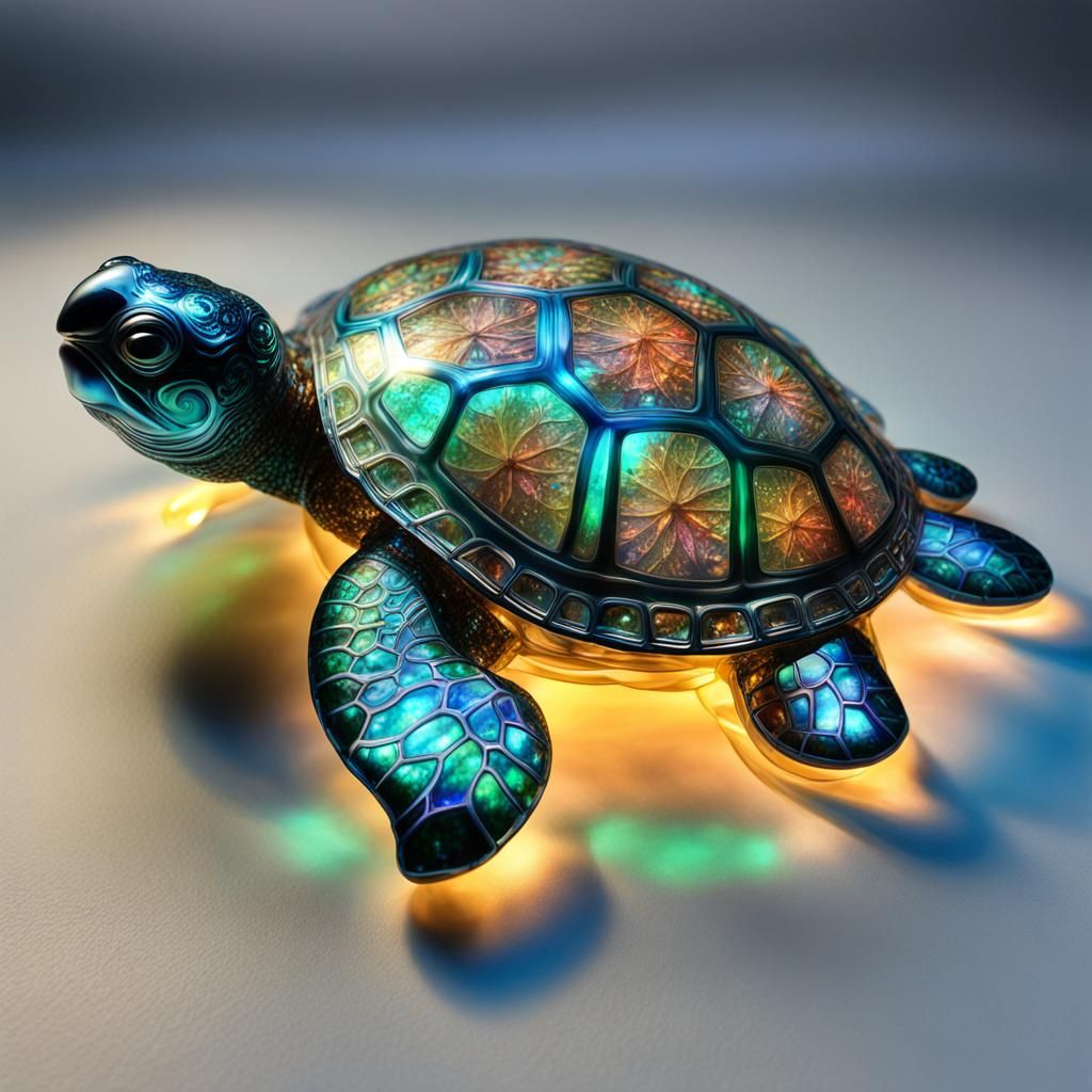 Crystal Turtle with Bioluminescent Plants: Fantasy Artwork