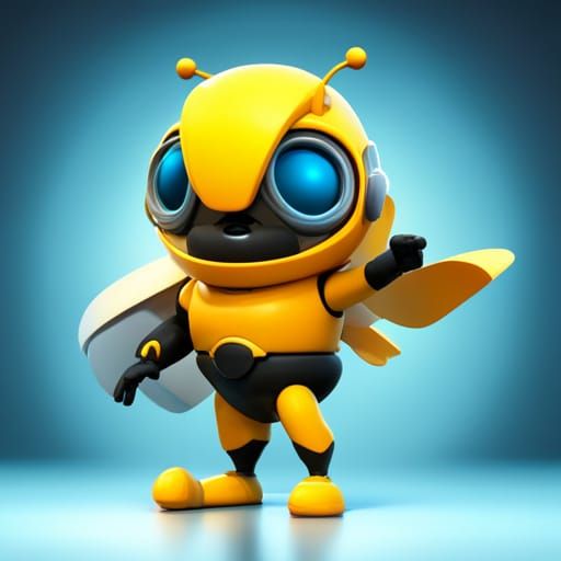 Cute Bumblebee Superhero in 3D Digital Art