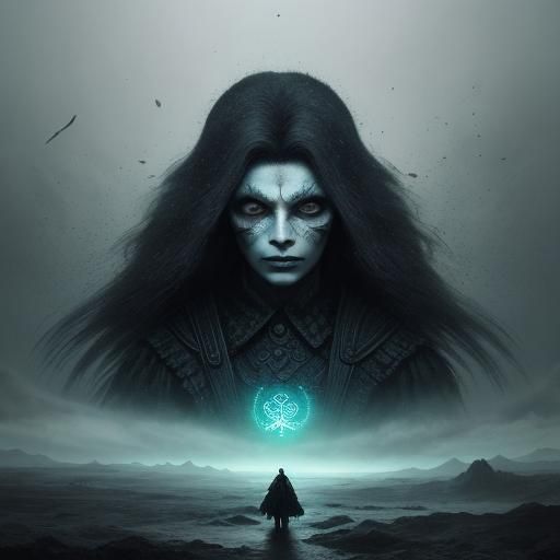 Disturbed Girl in Nightmare Landscape, Dark Hyperrealism