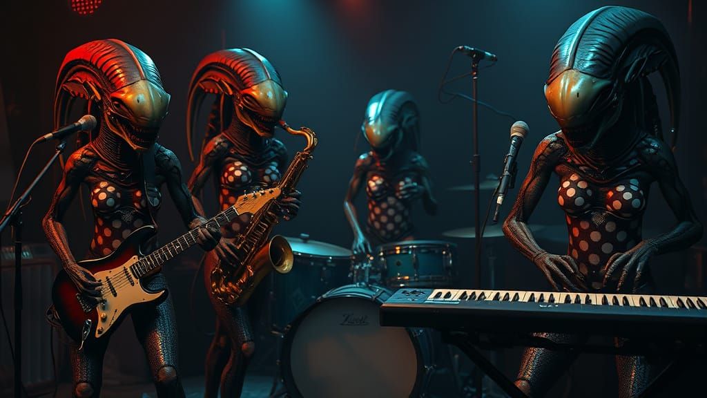 Xenomorph Aliens Form a Polka Dot Bikini Band