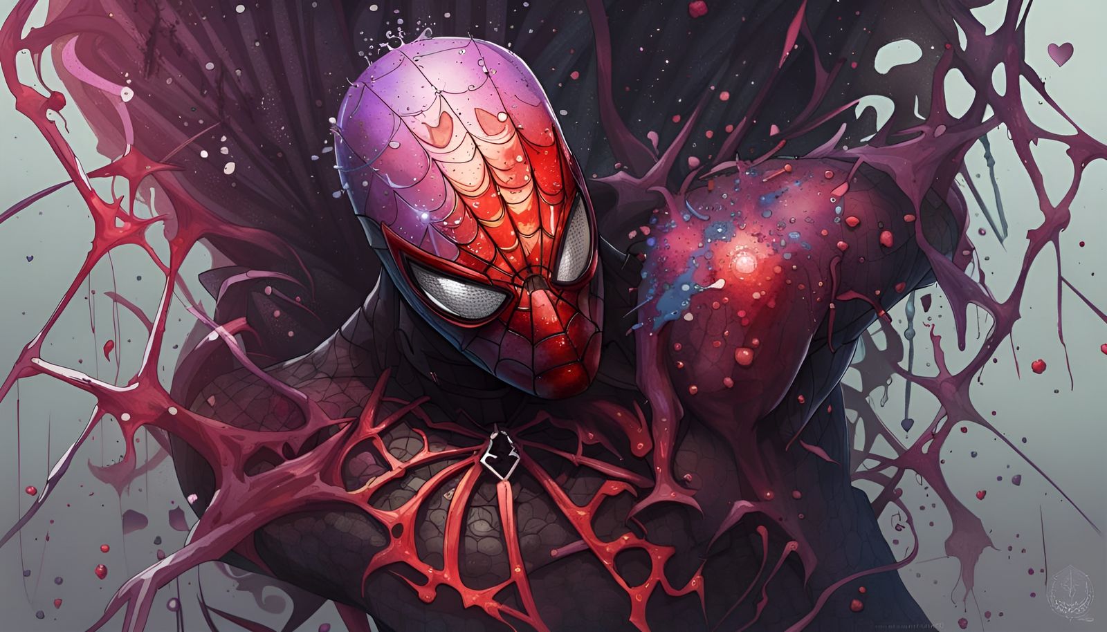 Biohazard Spiderman in Ink Calligraphy Portrait