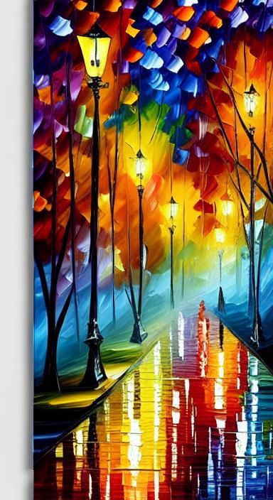 Autumn Park Alley in Leonid Afremov Style