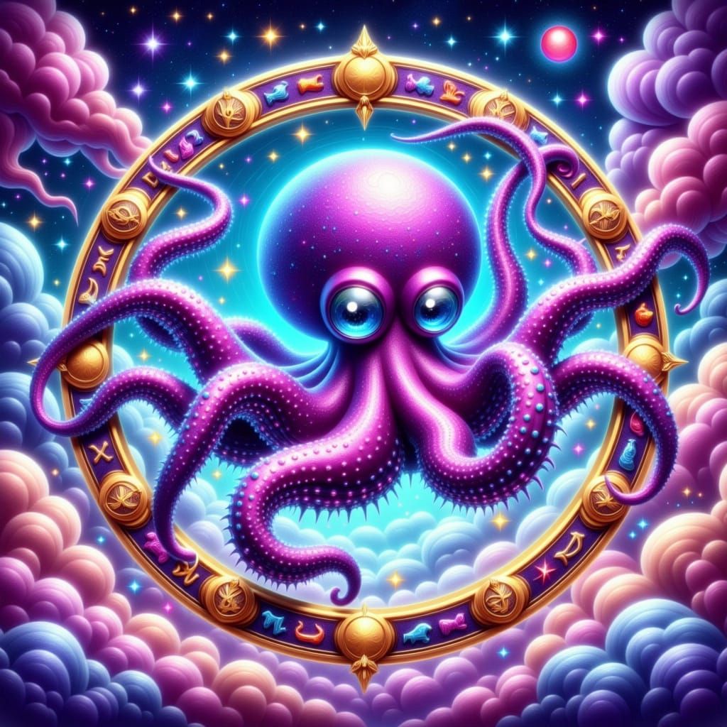 Vibrant Zodiac Spider-Octopus Speeder in Whimsical Impasto S...