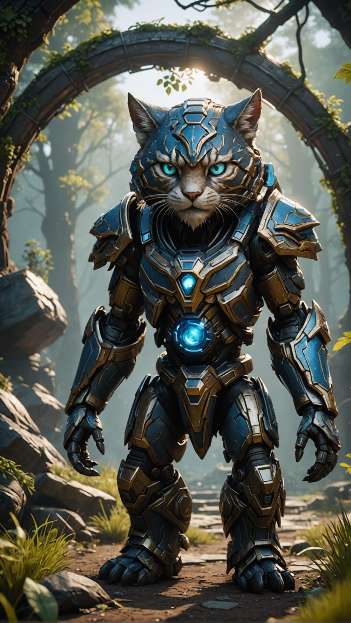 Hypnotic Cat in 3D Game Cinematic Style