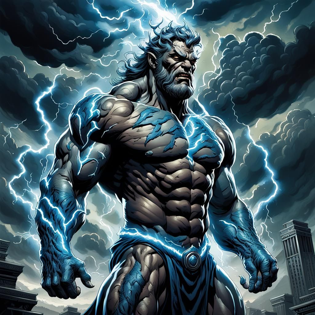 Grotesque Zeus in Mark Brooks Comic Book Style