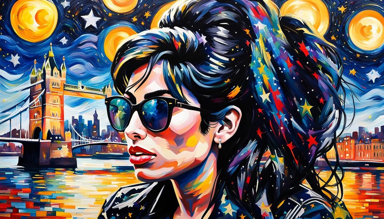 Amy Winehouse in London, Watercolor Pop Art