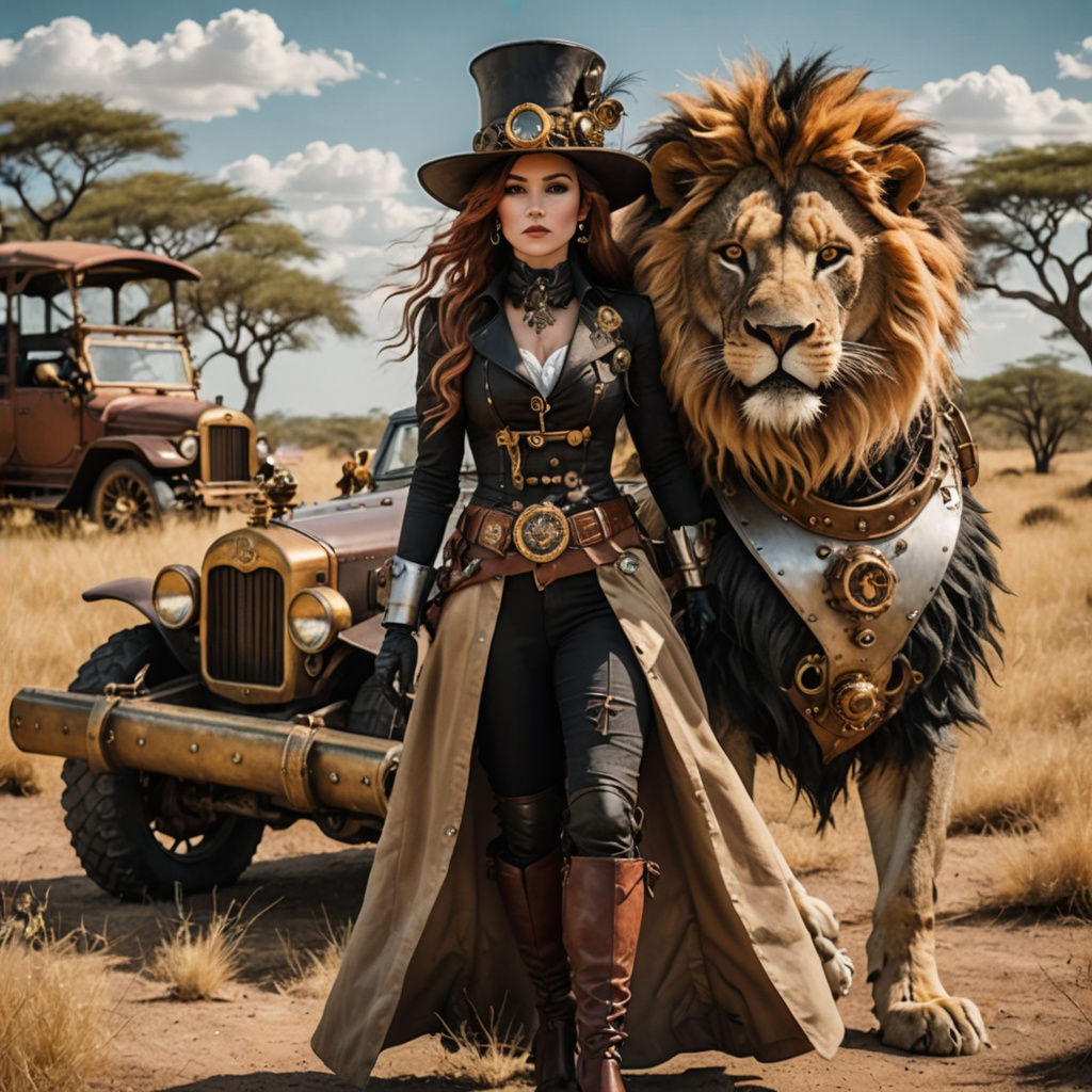 Steampunk Lady Embarks on Exotic Safari with Her Mechanical ...