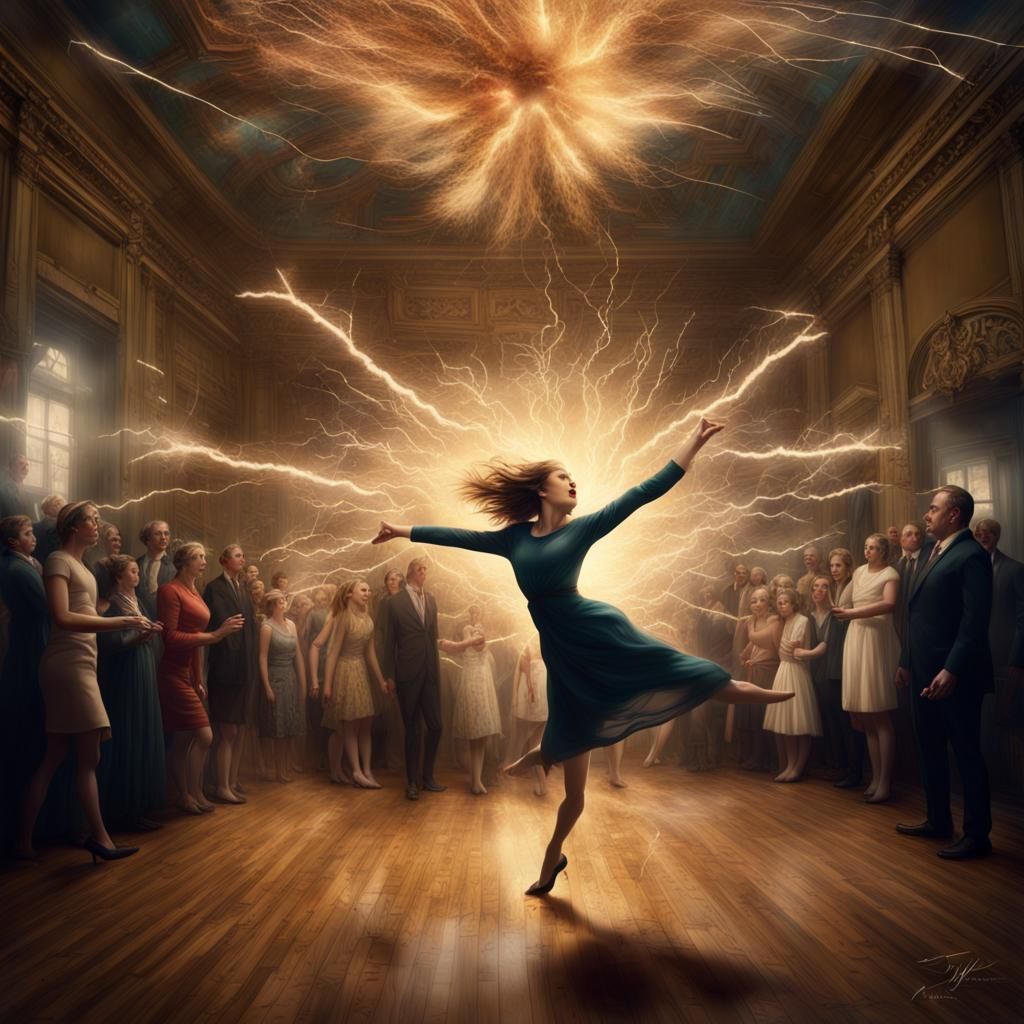 Hypnotic Spectacle: Dancers Aloft in Electric Fantasy