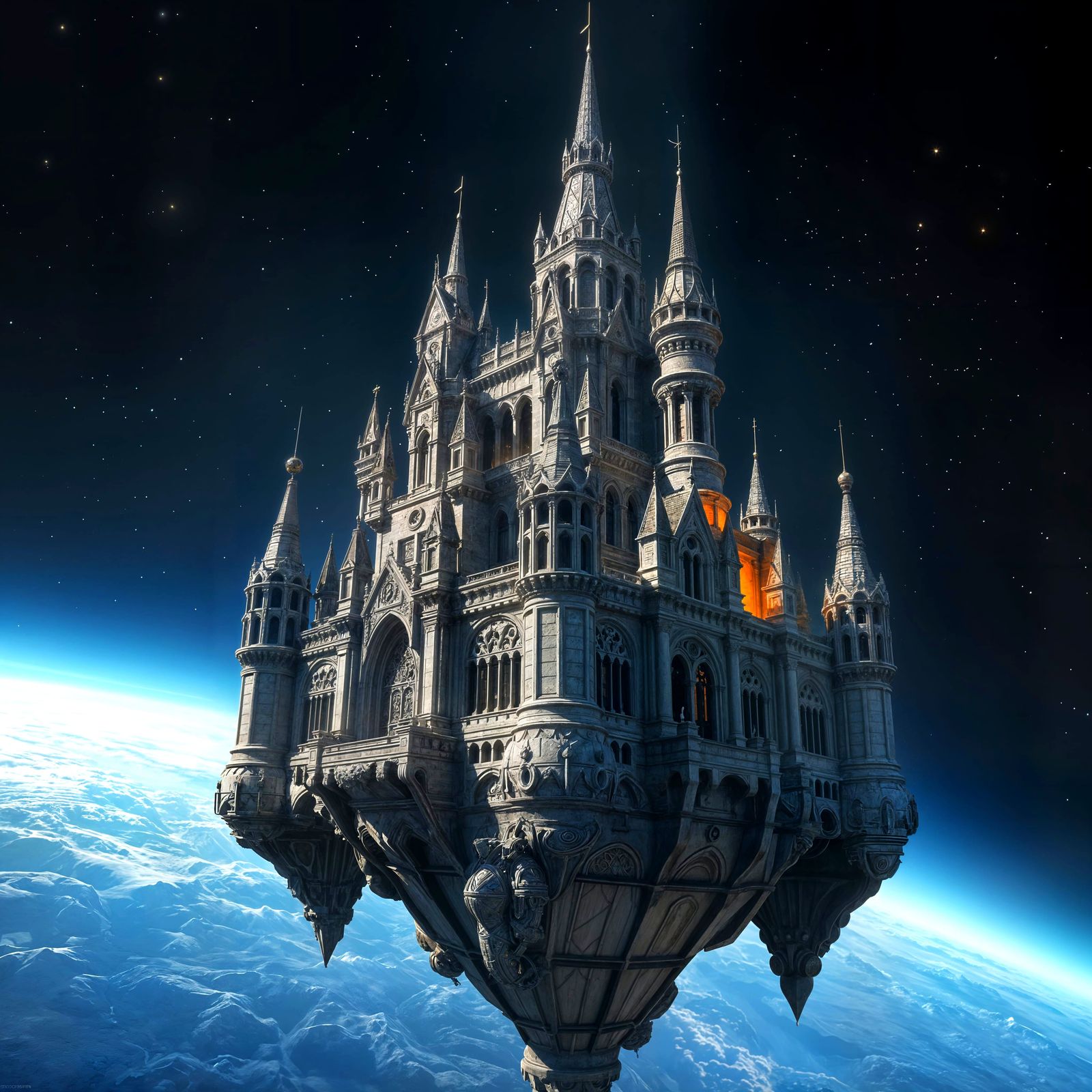 Ethereal Castle Shines with Radiant Light