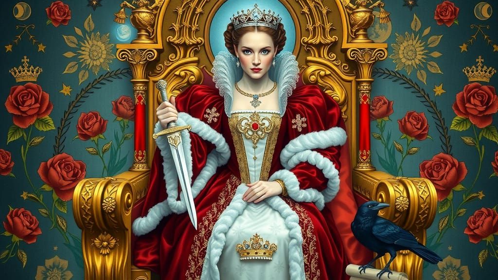 Queen Elizabeth I as Queen of Swords Tarot Card