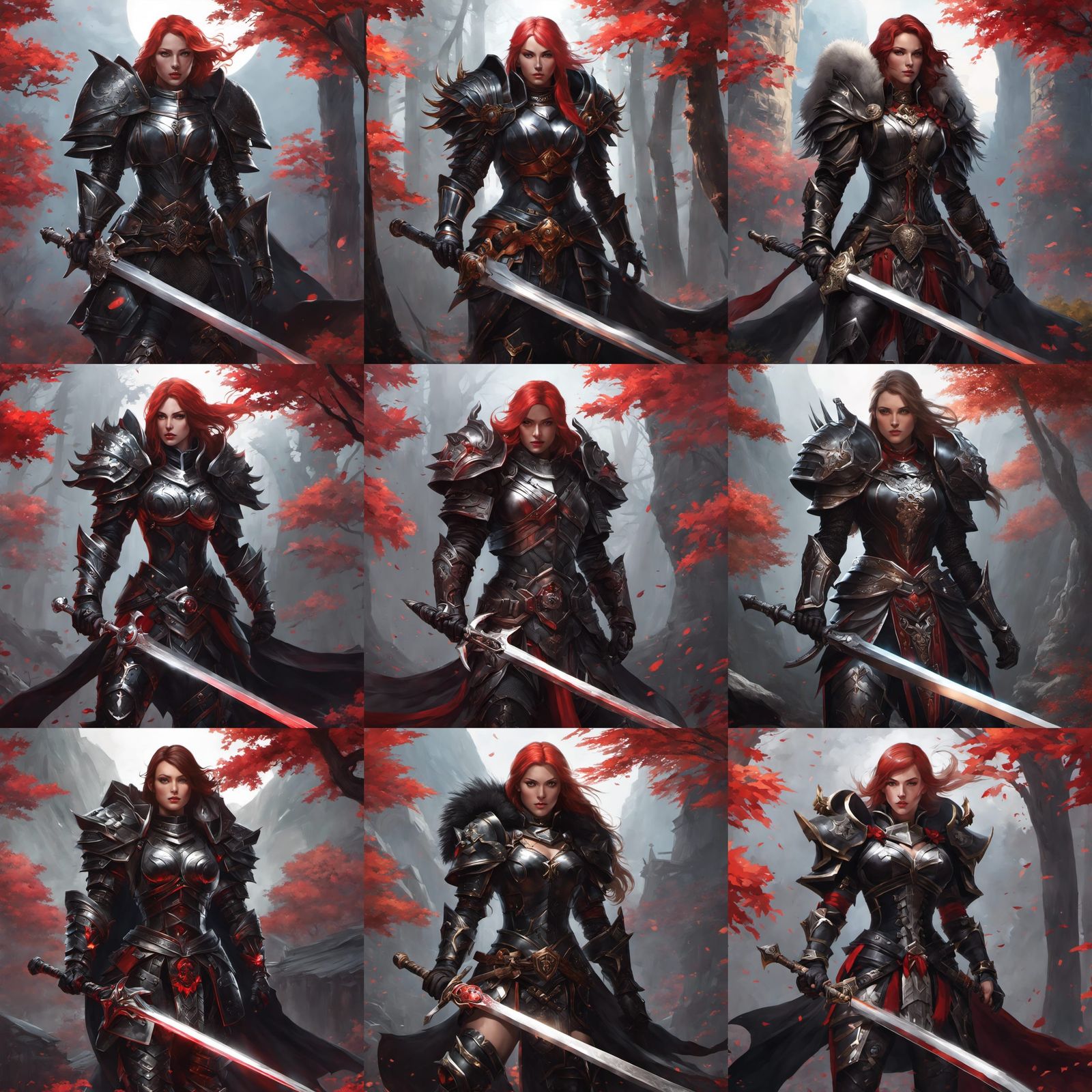 Female Paladin in Obsidian Armor: Dark Fantasy Art