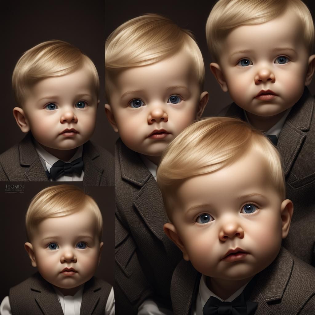 Blond Baby in Suit: Hyperdetailed Art Nouveau Portrait