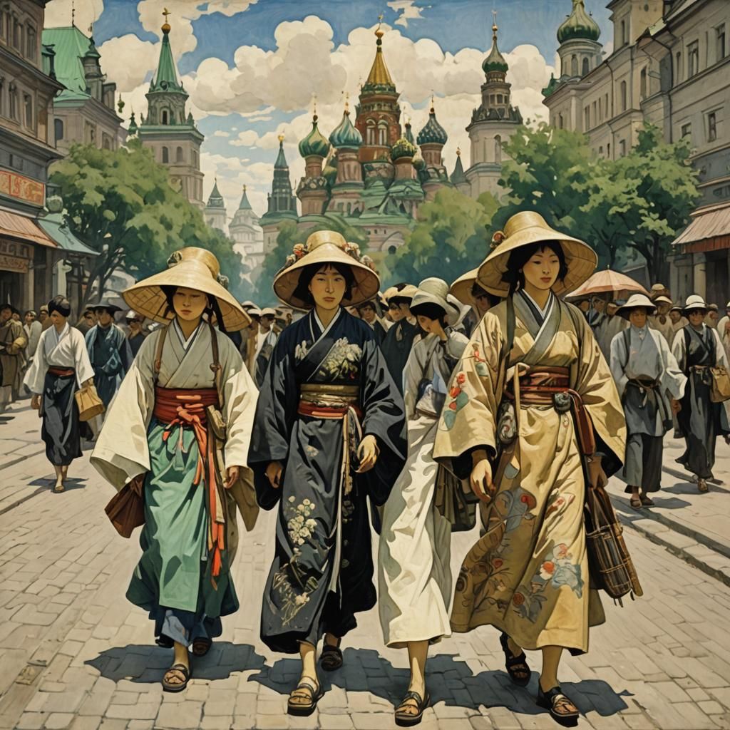 Japanese Women in Moscow: Fantasy Painting
