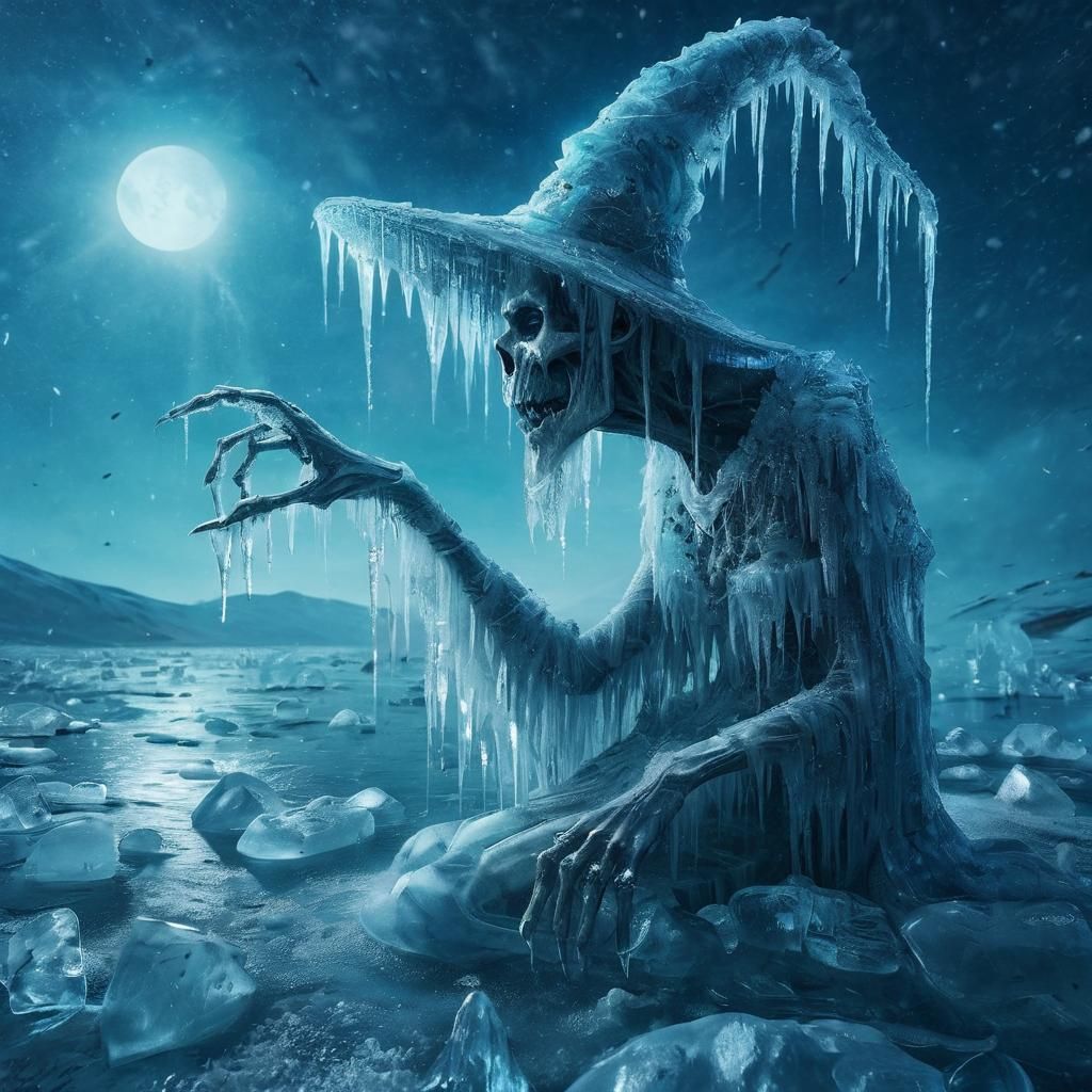 Unique Ice Witch Digital Artwork