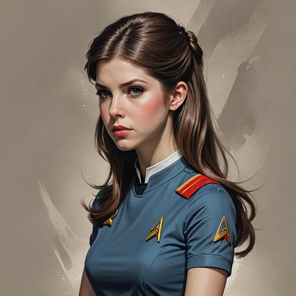 Anna Kendrick in 1960s Star Trek Style, with Captain Kirk, i...