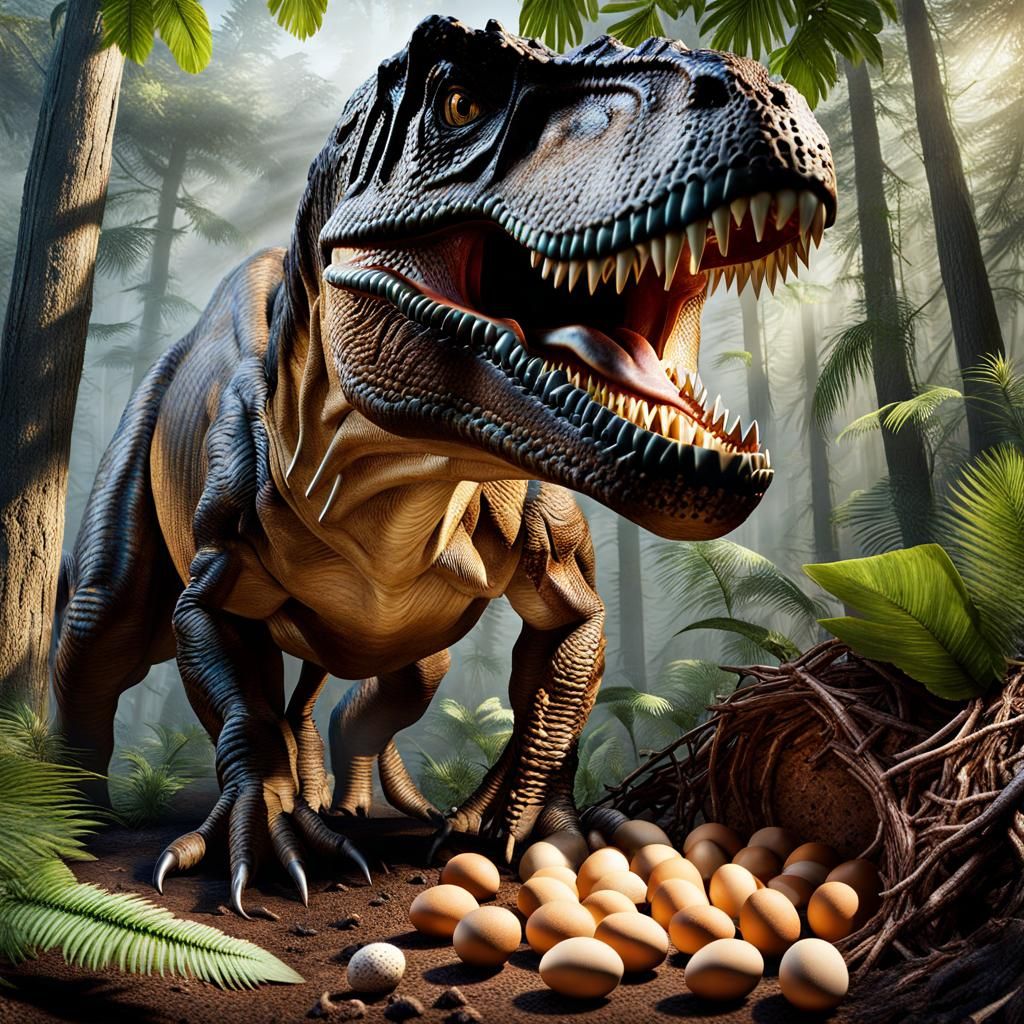 Tyrannosaurus Rex Nest in Realistic Detail