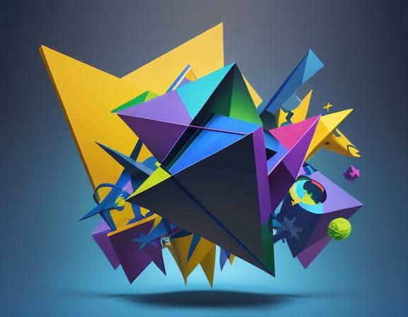 rhombus fusion abstract doodle cubism art with 3d effect
