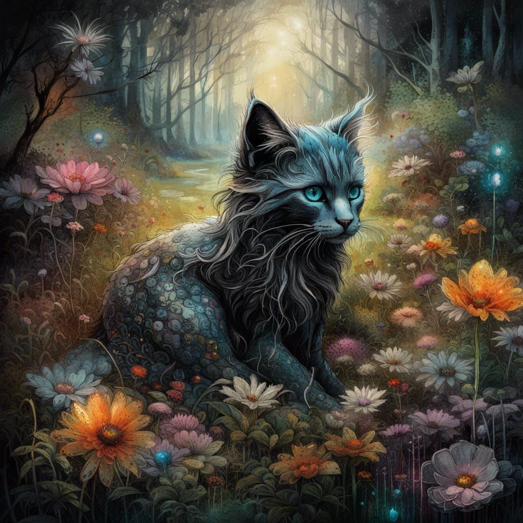 Enchanted Kittens in a Flower Meadow