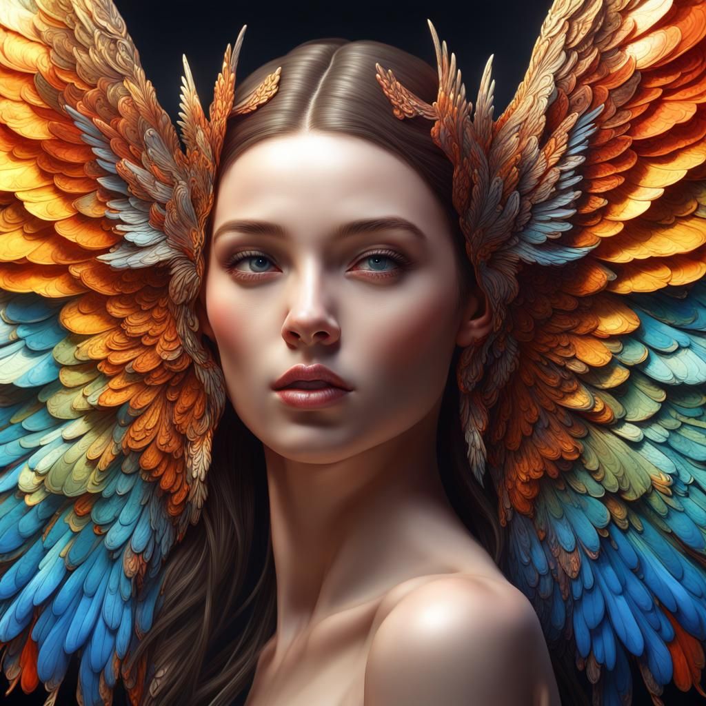 Colorful Wings: A Photorealistic Masterpiece of Seduction