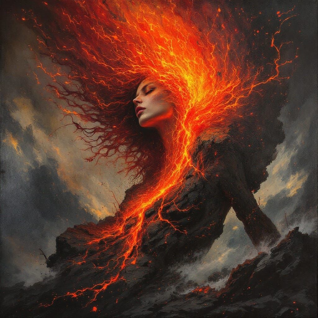 Volcanic Woman: Eruption of Impasto Passion