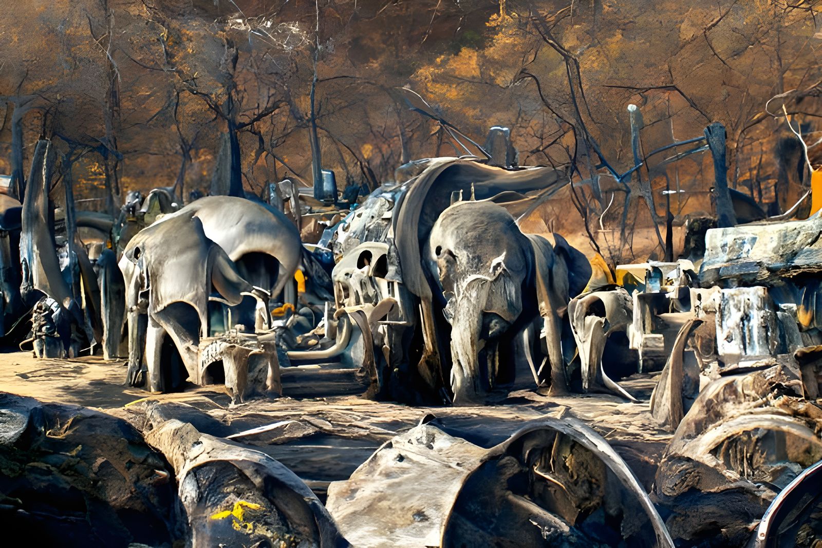 Post-Apocalyptic Elephant Graveyard: A Photorealistic Render