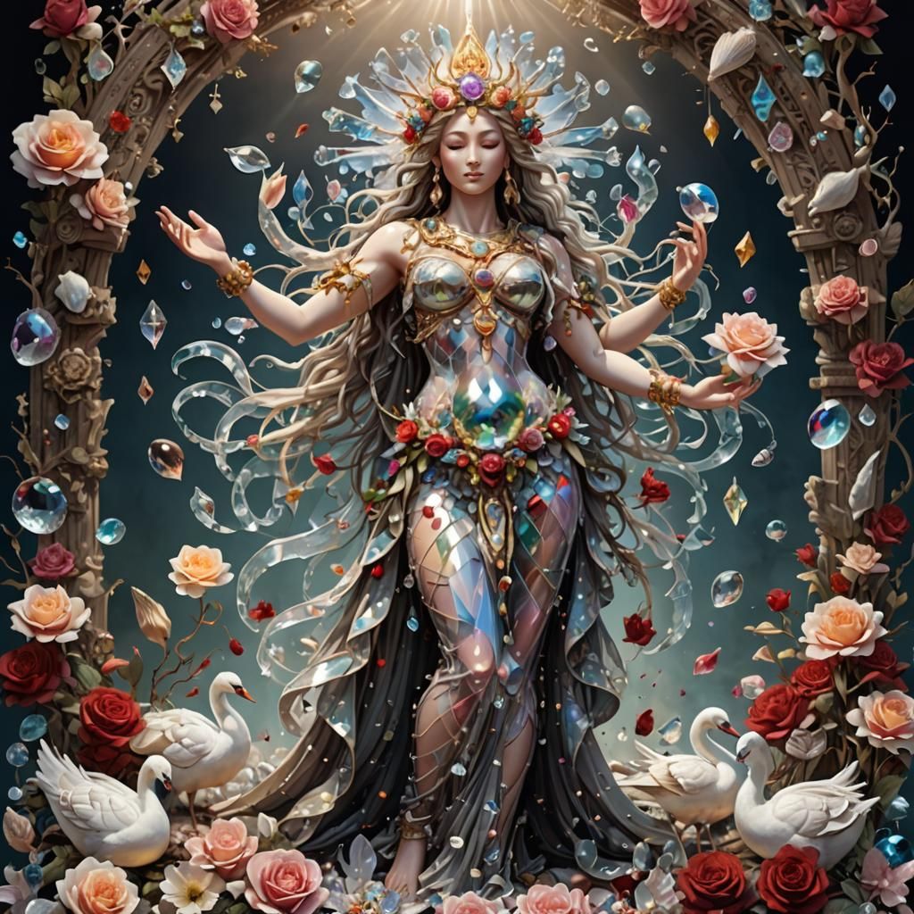 Crystal Goddess of Love and Beauty in Floral Explosion