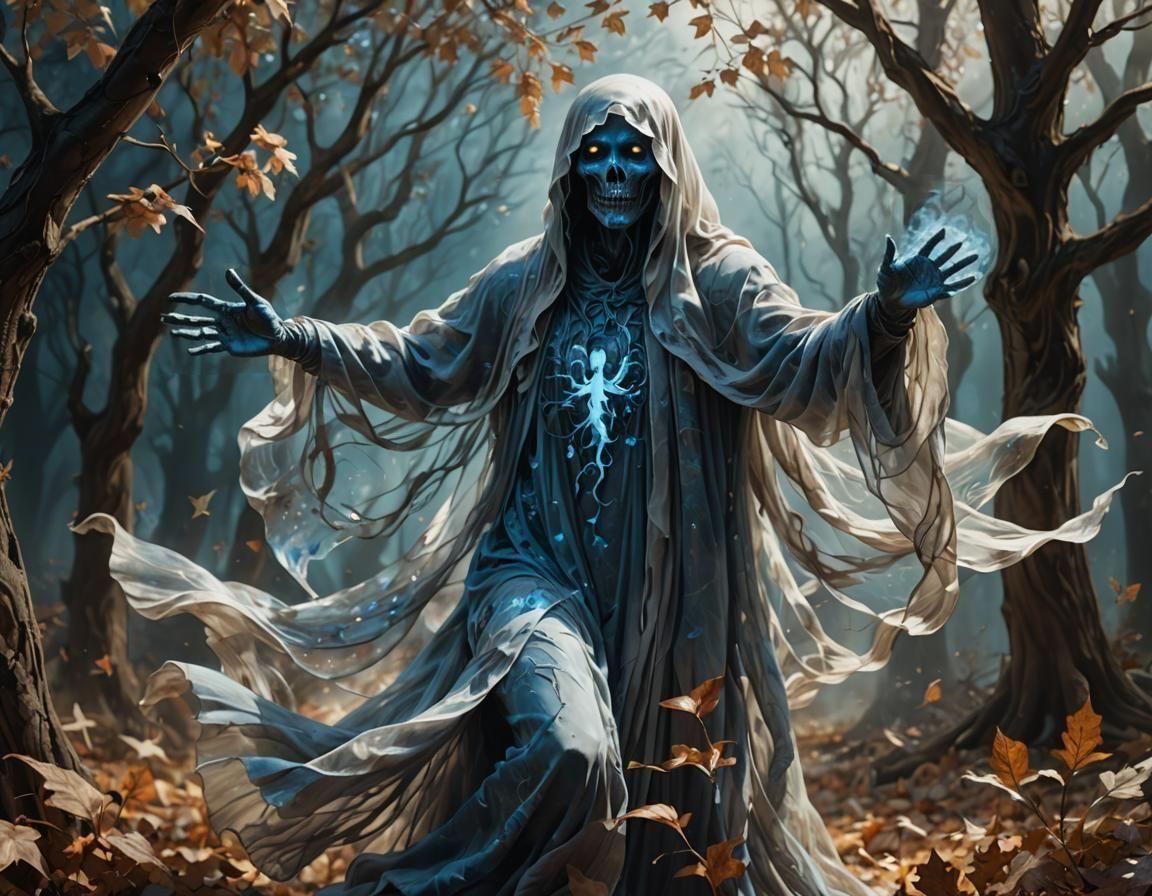 Pyrography Ghost Floating in the Wind