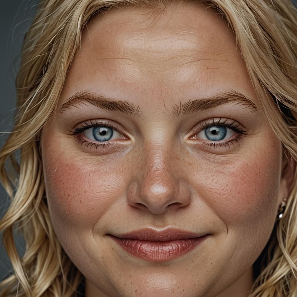 Confident Fat Female in Bright Smile, Lip Piercing, and Nose...