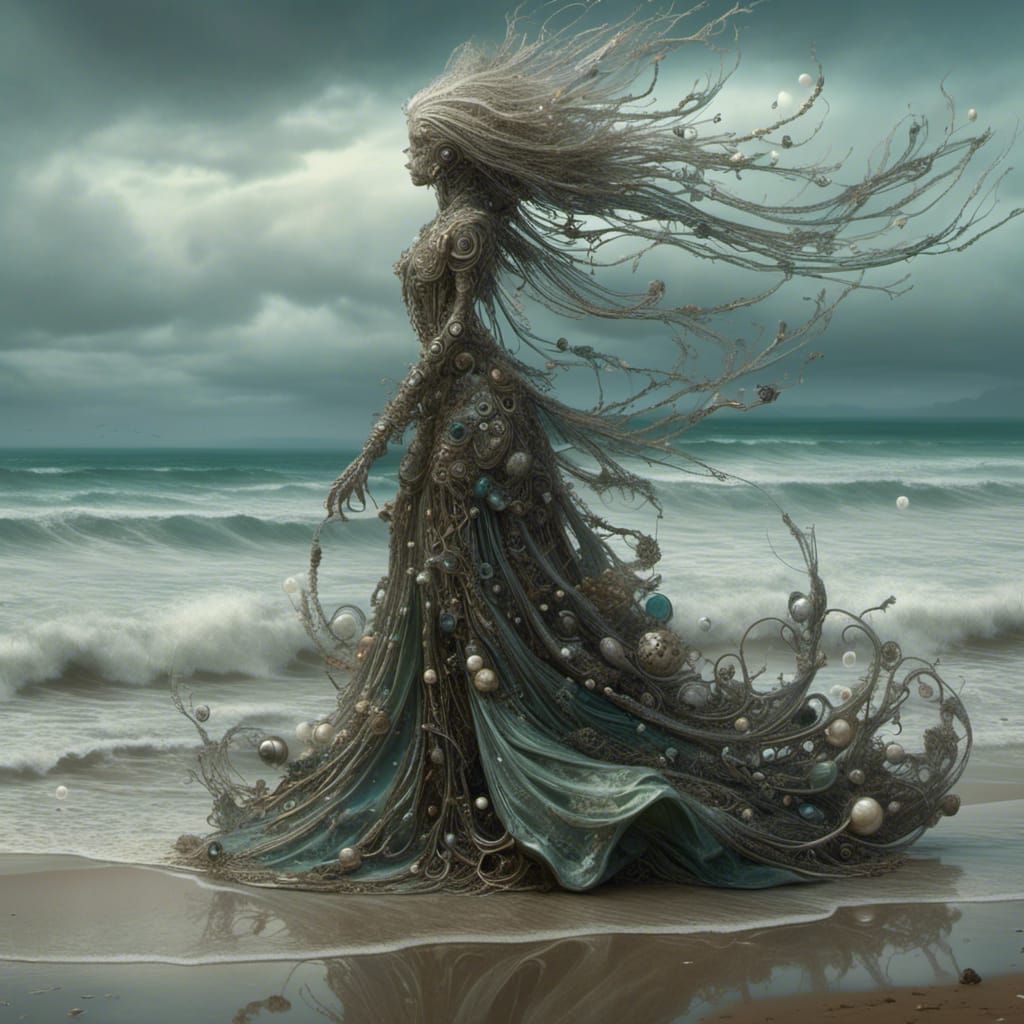 Ethereal Sea Hag Adorned with Ocean Treasures