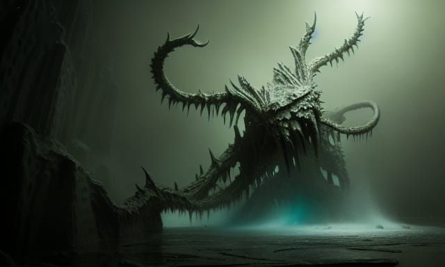 Hyperrealistic Bioorganic Ice Monster in Biopunk Style