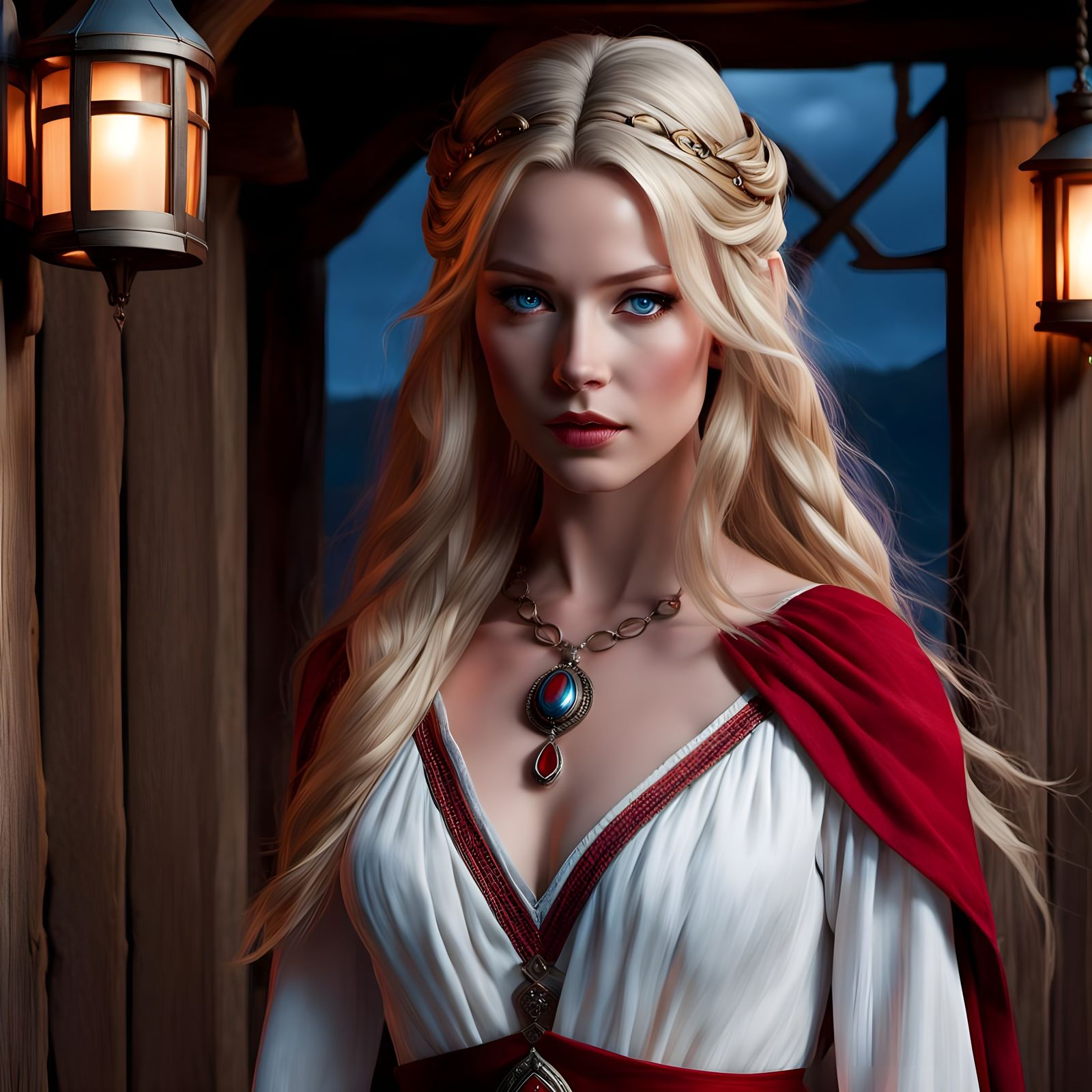 Norse Goddess in a Romantic Evening Scene