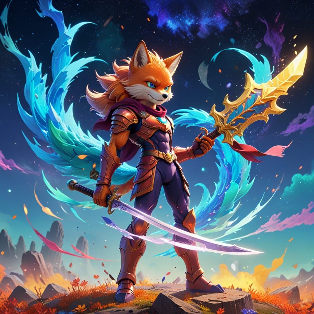 Seasonal Dragon Warrior with Vibrant Astral Aura