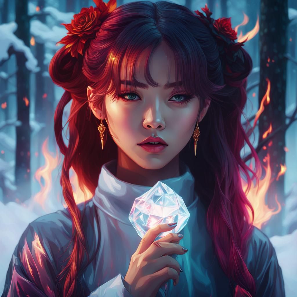 Jennie From Blackpink: Fire and Ice Portrait