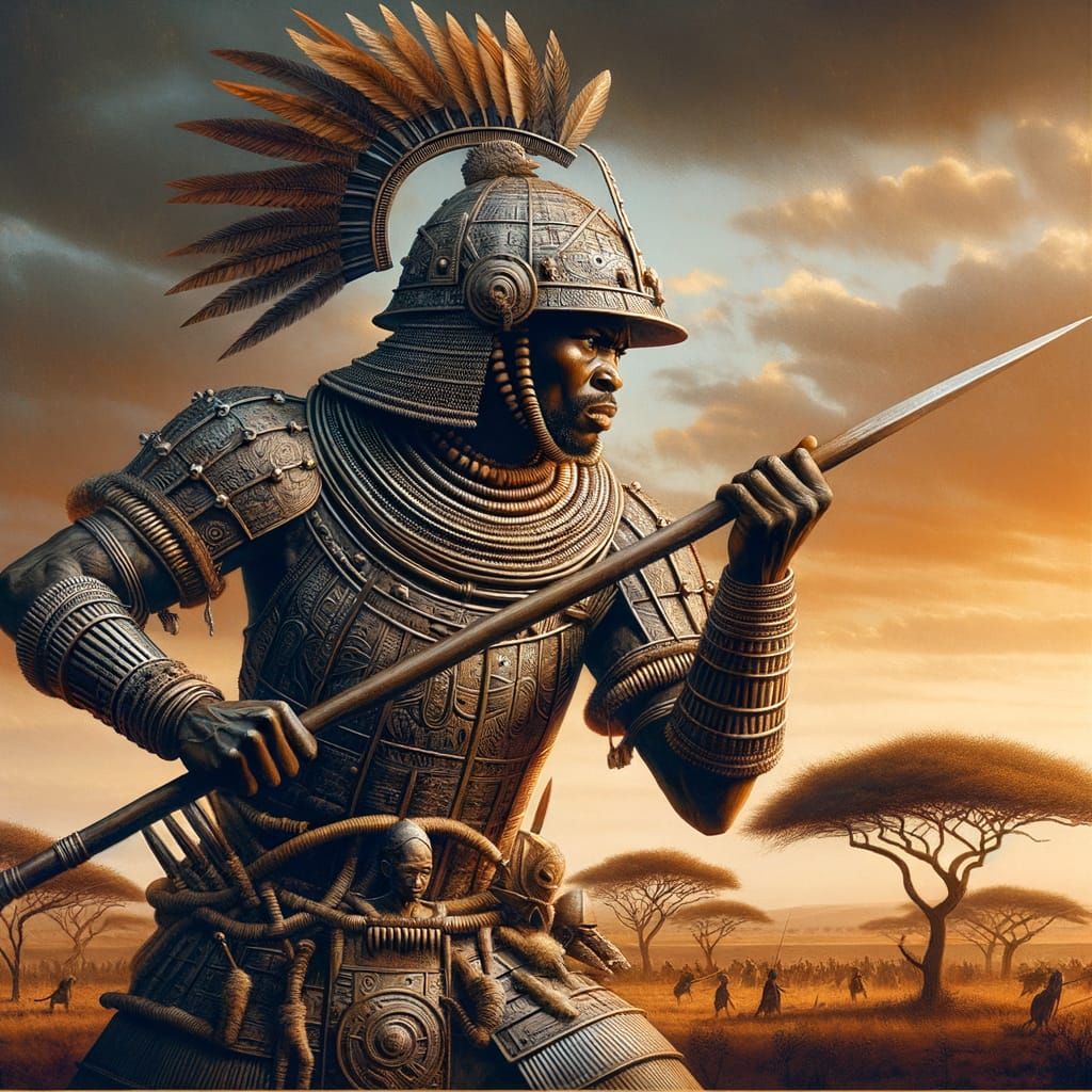 Bantu Elite Pikeman Readying for Battle