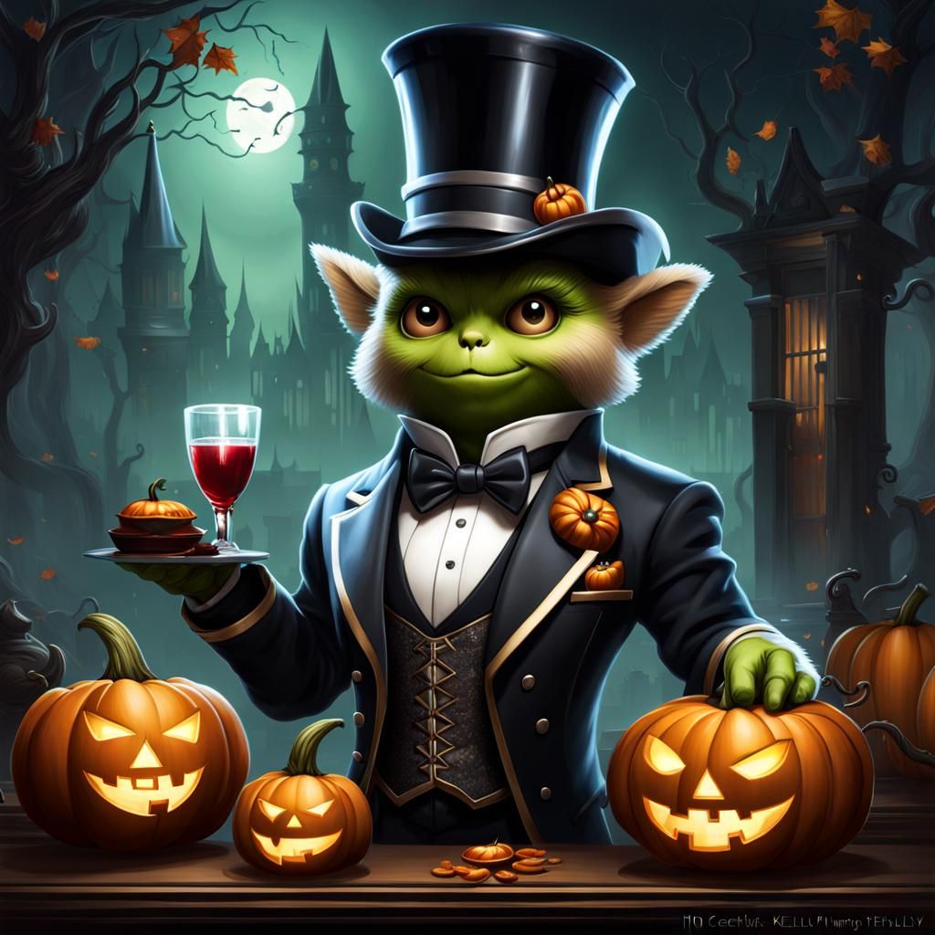 Android Butler Greets Halloween Guests in HDR