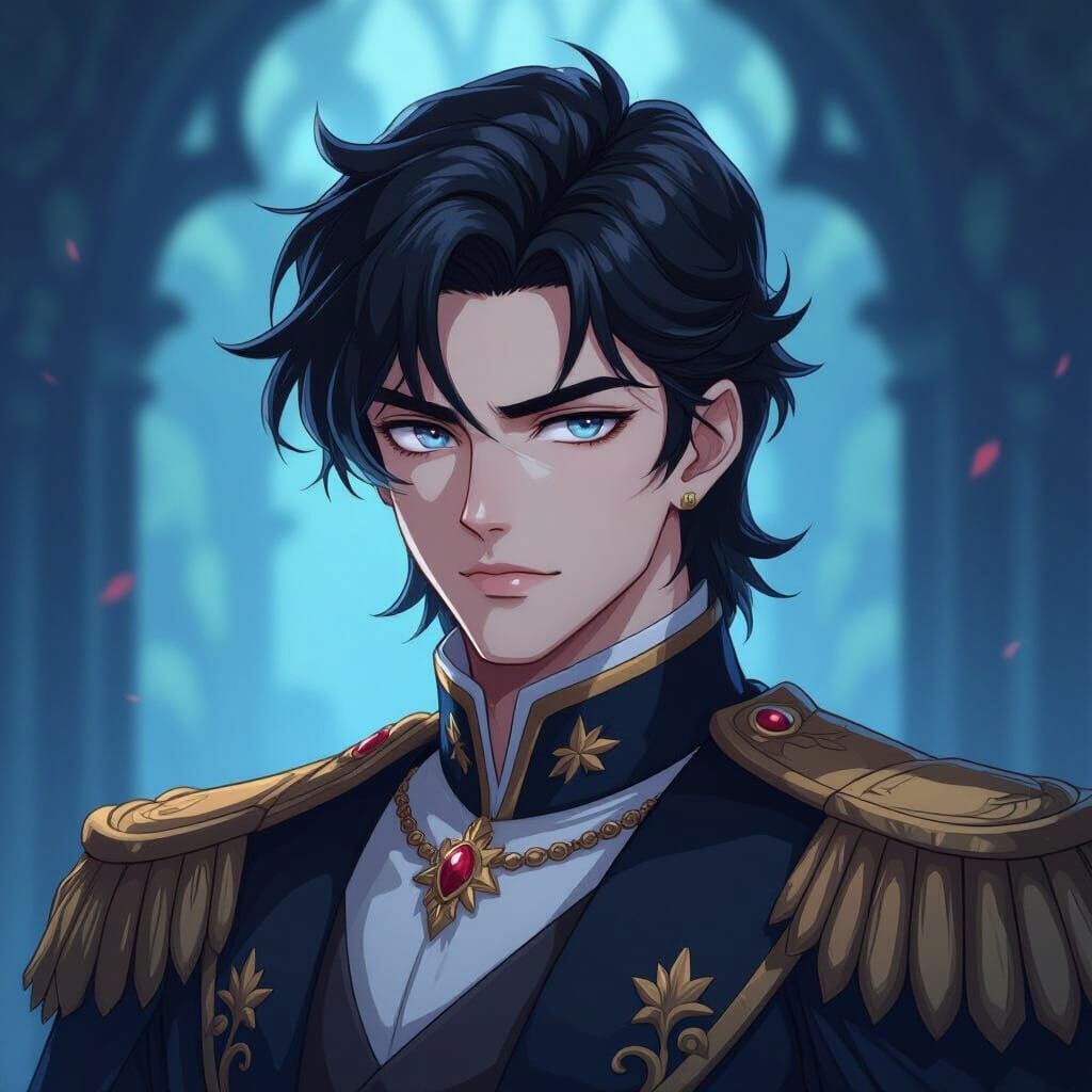 Attractive Emperor in Cel-Shaded Manga Style