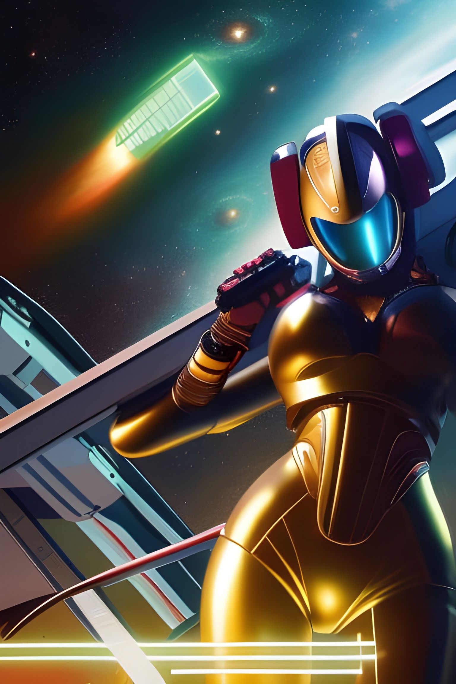 Realistic Curvy Woman in Cybernetic Space Station