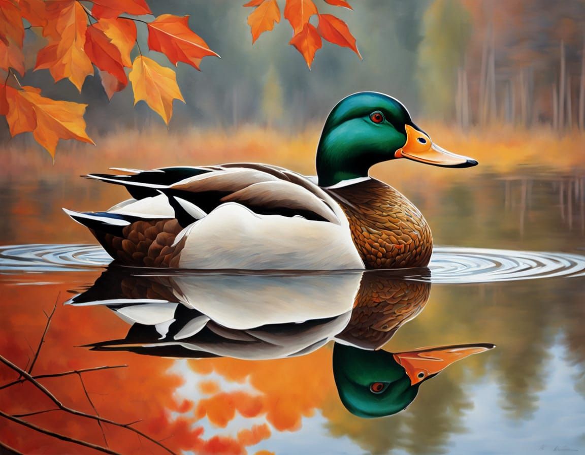 Duck Portrait in Impressionist Style