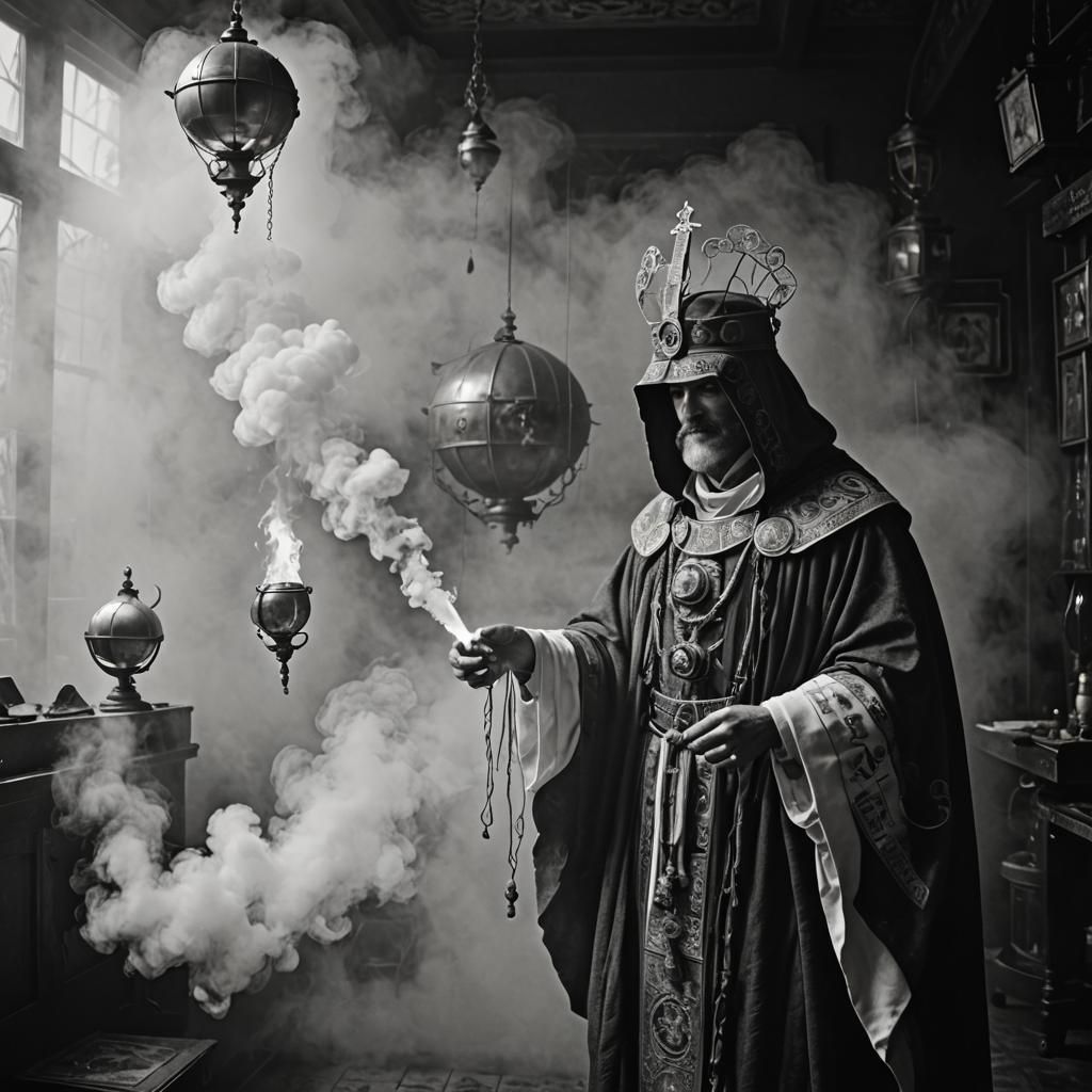 Steampunk Tarot Card Design in Black and White