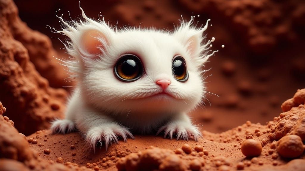 Whimsical Furry Creatures Explore Martian Caverns