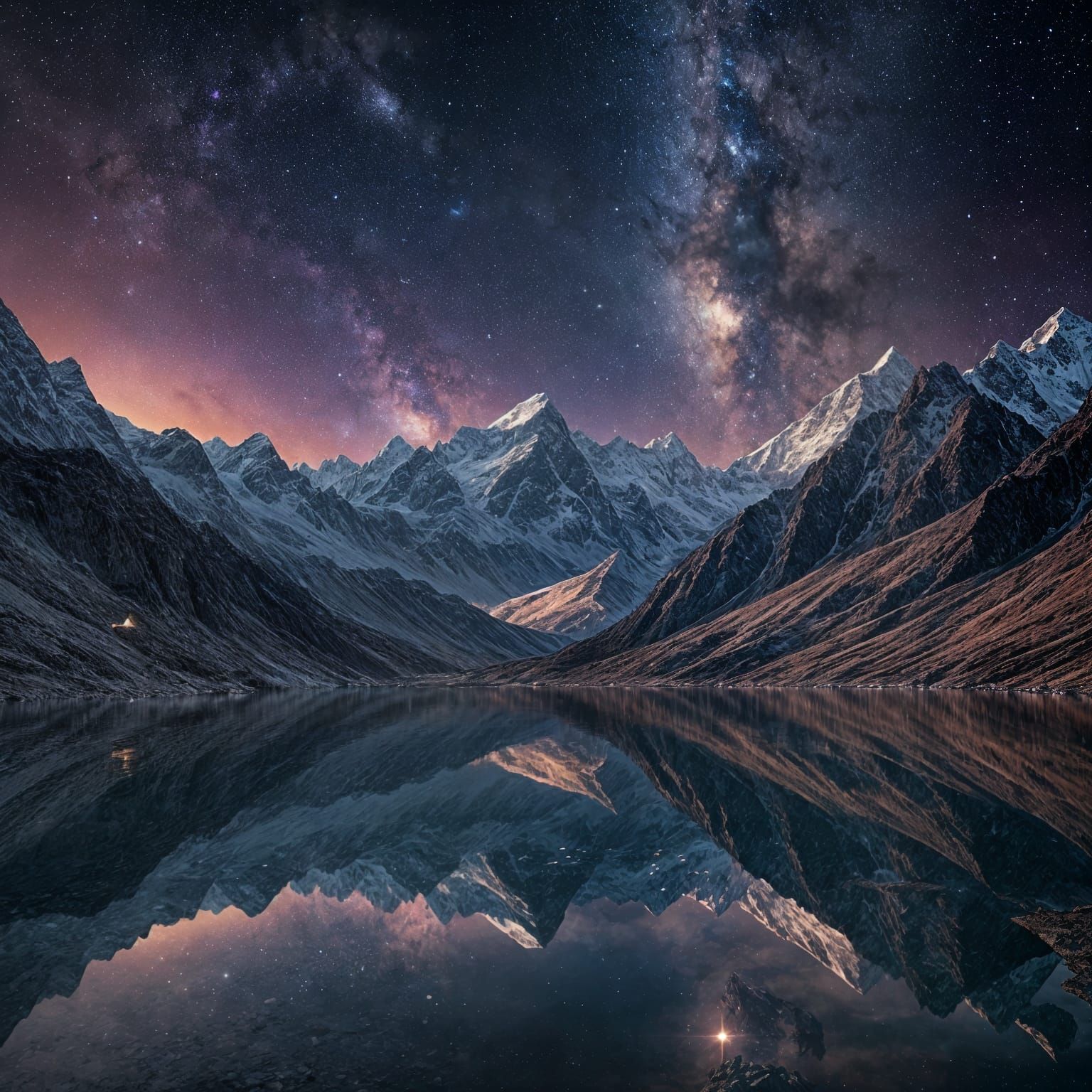 Mystical Himalayan Lake Illuminated by Celestial Wonders