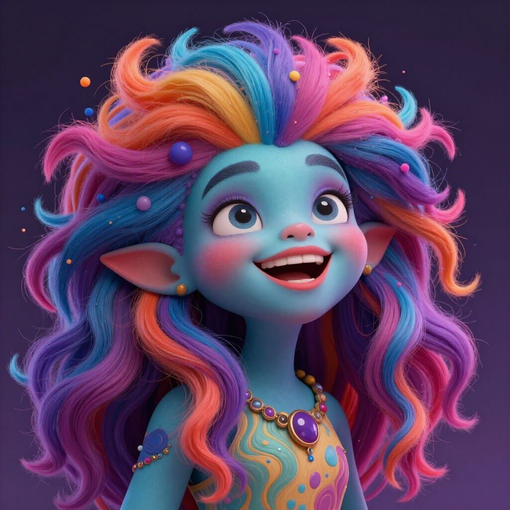 Fantastical Being Radiates Joy in Vibrant Matte Painting