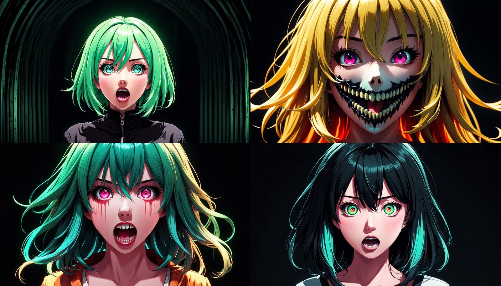 Distorted Anime Woman in Glitchcore Style