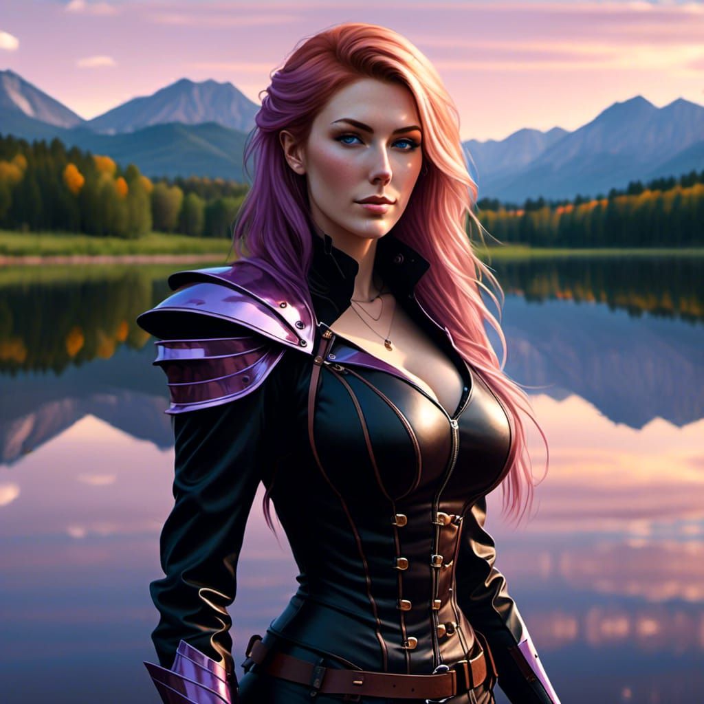 Tiefling Portrait with Lake in Hyperdetailed Digital Art