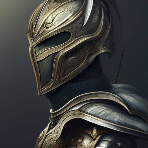 Dragon Knight with Sword in Holographic Armor