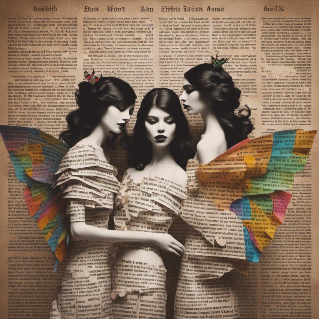 Galactic Papercraft Fairies with Newspaper Texture