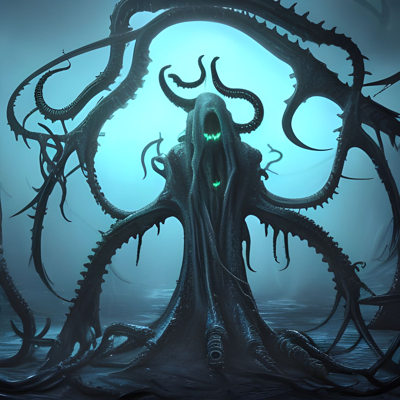Lovecraftian Cthulhu: Detailed Matte Painting in 8k