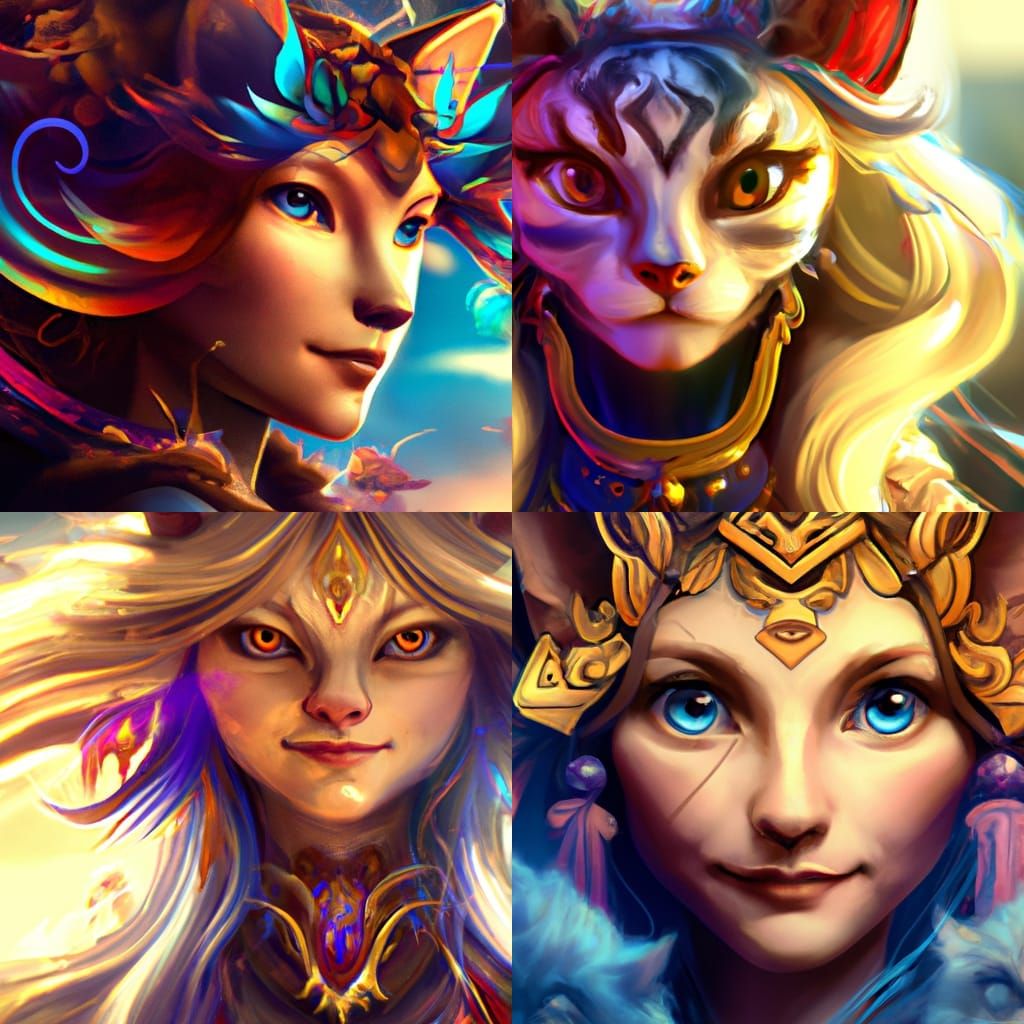 Detailed Cat Goddess Portrait in Digital Art Style