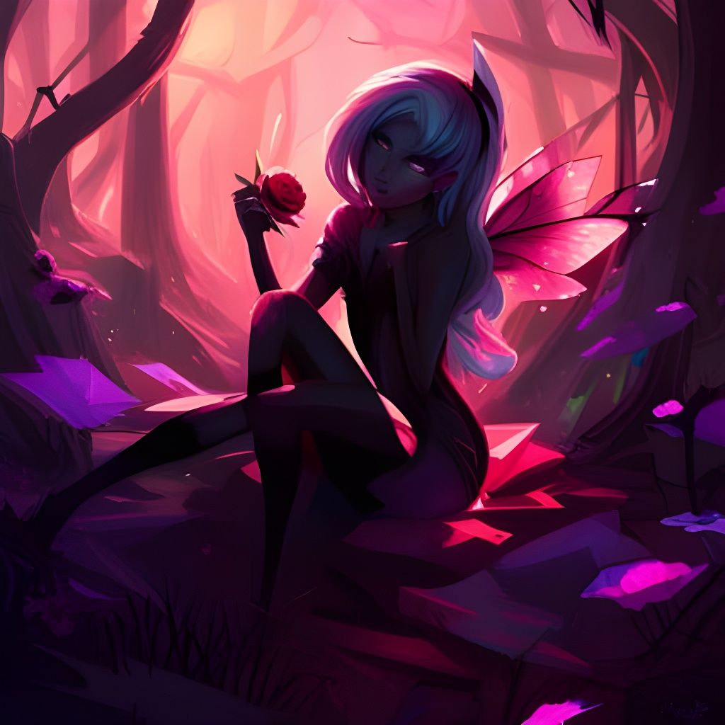 Lonely Dark Fairy in Creepy Forest