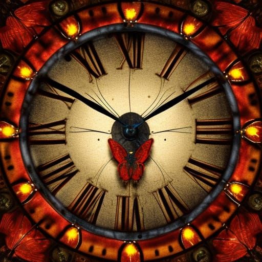 Butterfly on Clock: Detailed Digital Matte Painting